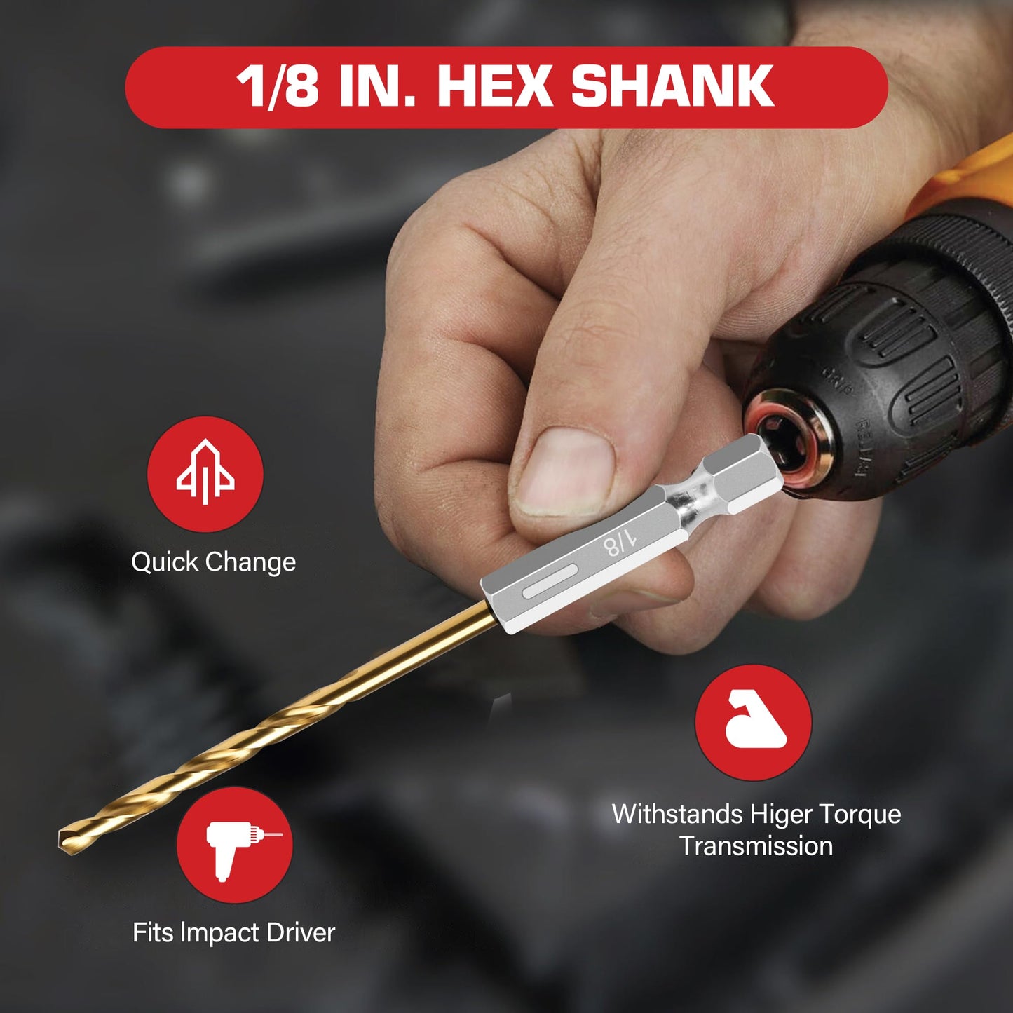 99PC Drill Bit Set, 135° Tip Titanium Coated High Speed Steel, Twist Drill Bit Kit for Iron, Aluminum Alloy, Copper, Wood, Plastic, with Storage Case 1/16"-3/8"