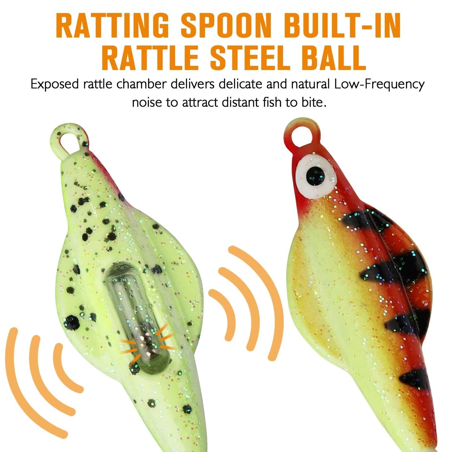 Dovesun Ice Fishing Jigs Ice Fishing Lures Kit Rattling Glow Ice Fishing Spoons for Bass Crappie Panfish Mens Fishing Gifts 15PCS/4PCS/3PCS