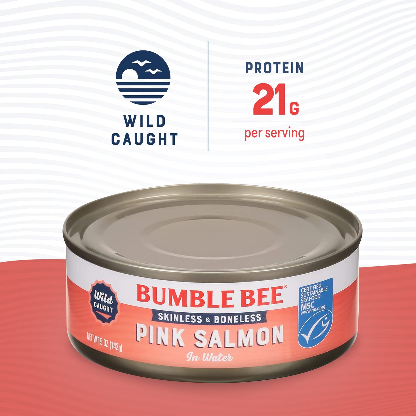 Bumble Bee Canned Pink Salmon, 14.75 oz Cans (Pack of 12) - Premium Wild Caught Salmon with Skin & Bones - 18g Protein per Serving - MSC Certified Sustainable Seafood, Non-GMO, Gluten Free, Kosher