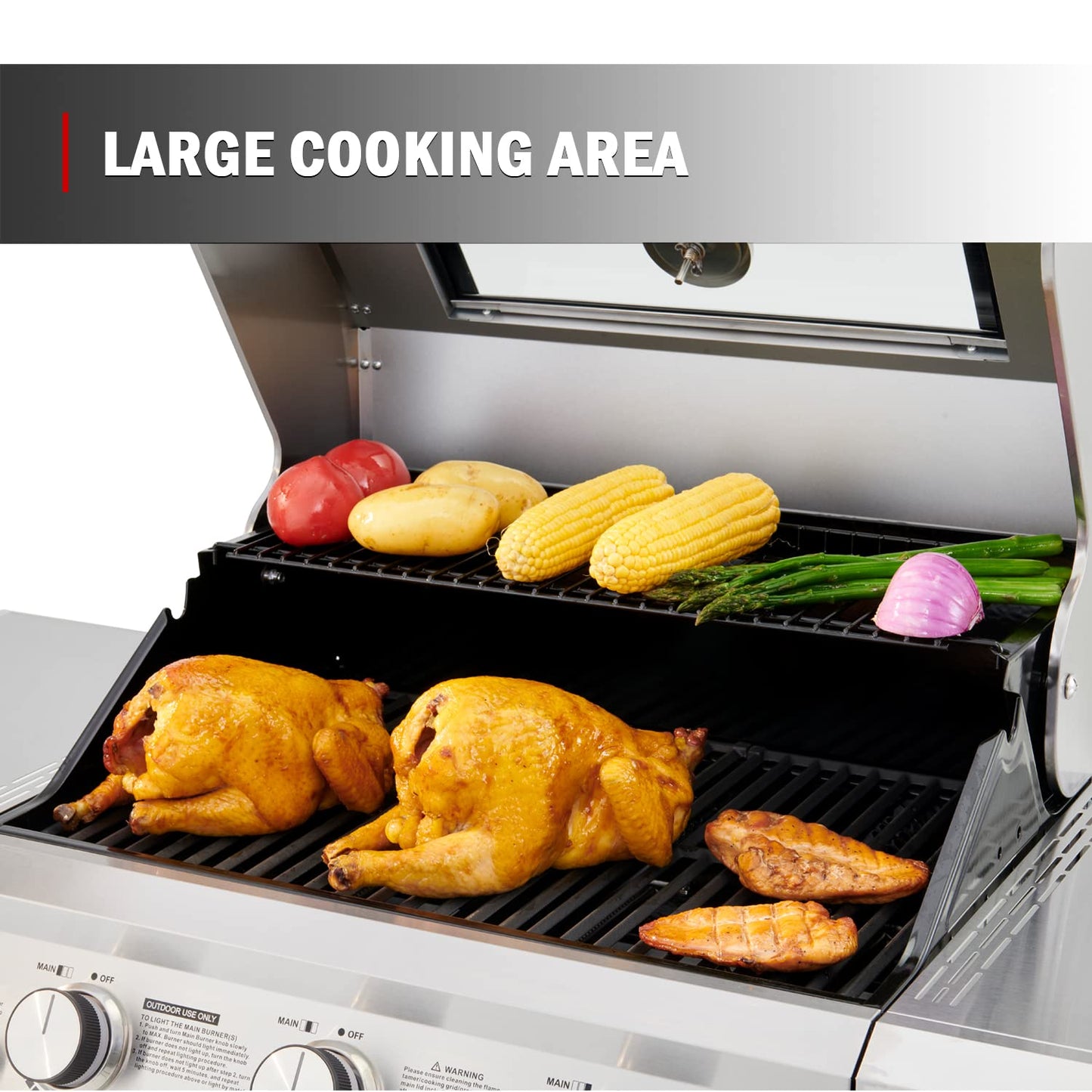 Monument Grills Larger 4-Burner Propane Gas Grills bbq Stainless Steel Heavy-Duty Cabinet Style with Knob Controls Side Burner, Outdoor Use, Mesa 400m