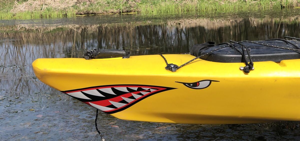 Shark Teeth Mouth Reflective Decals Graphics Sticker Fishing Boat Canoe Car Truck Kayak Decals Accessories,14.8 x 5.0 inches