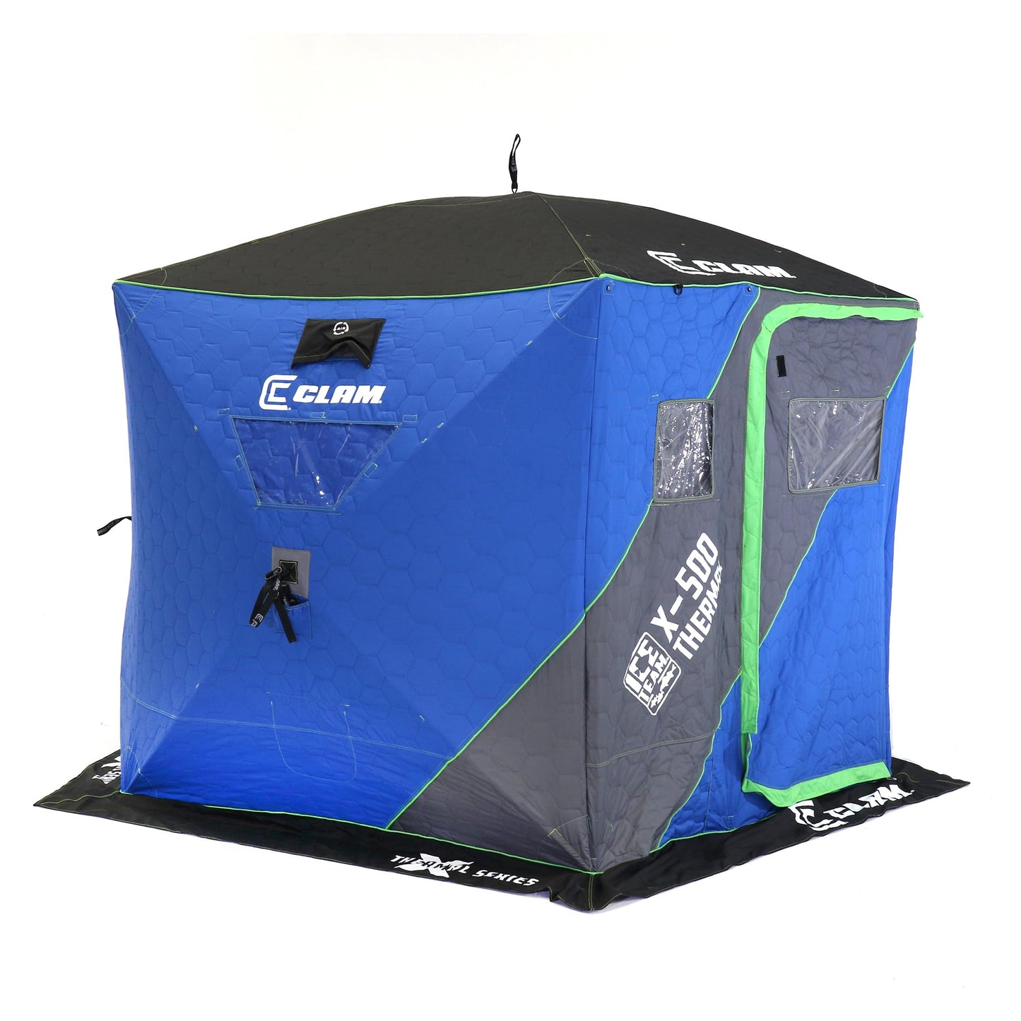 CLAM Portable Fishing Angler Thermal Hub Shelter Tent with Anchor Straps, Carrying Bag