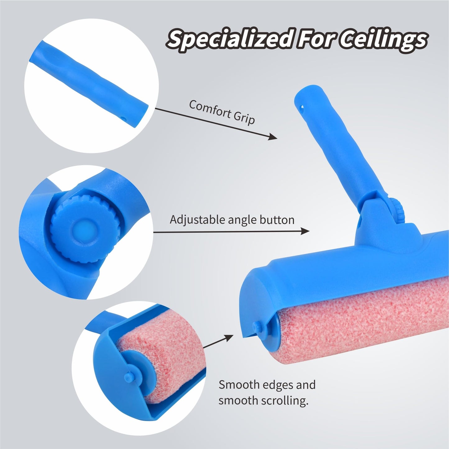 10 Inch Ceiling Paint Roller with Shield Roller and Shield with Adjustable Head Ceiling Paint Roller No DripRoller Without Splatter Paint Brush for Painting Ceilings Walls(EL01152)