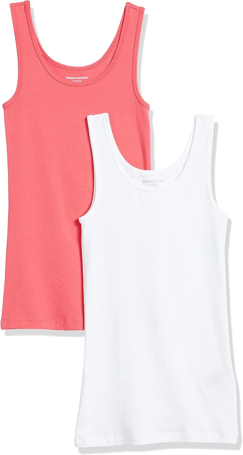 Amazon Essentials Women's Slim-Fit Scoop Neck Tank Top, Pack of 2