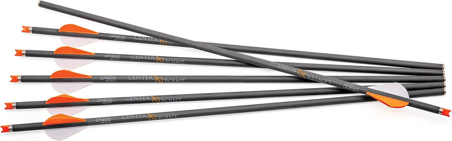 CenterPoint Archery CP400 Select 400-Grain 20-Inch Carbon Arrows AXCCA20TPK, Pack of 6