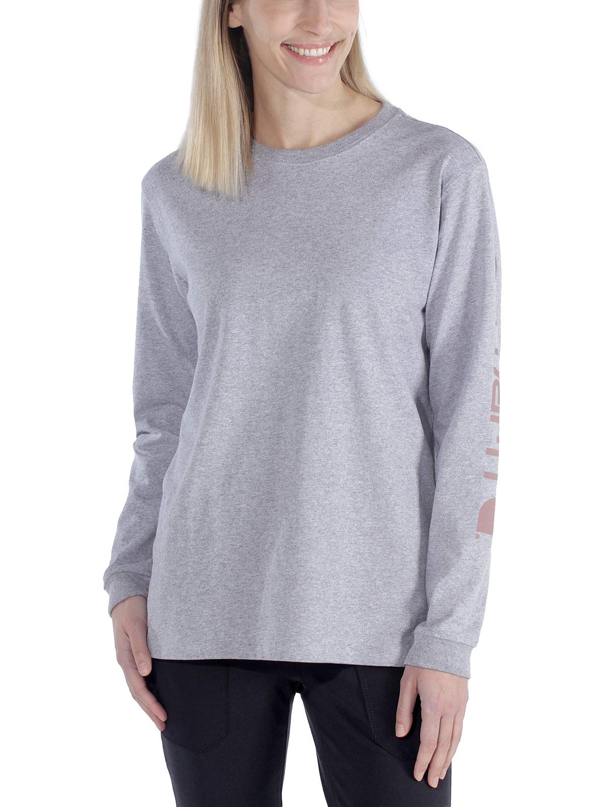 Carhartt Women's Plus Size Loose Fit Heavyweight Long Logo Sleeve Graphic T-Shirt