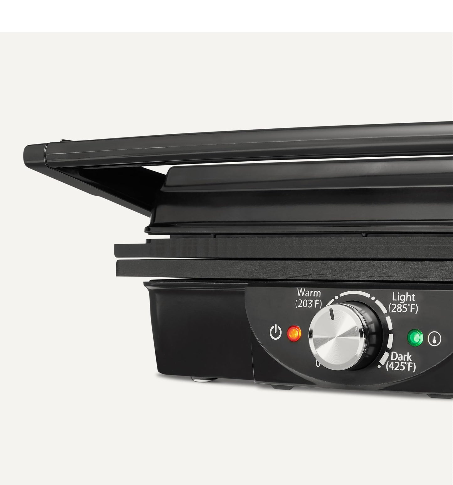 Amazon Basics Panini Press & Electric Indoor Grill with Temperature Control, Non-Stick Ceramic Plates, Black
