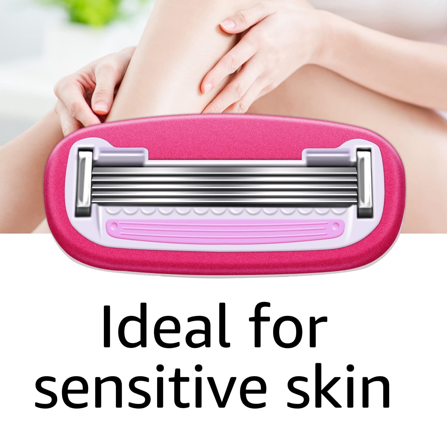 Amazon Basics Women's 5-Blade Razor Refills for Smooth Close Comfortable Shave, Moisturizing, Fits Venus Handles, 6 Cartridges