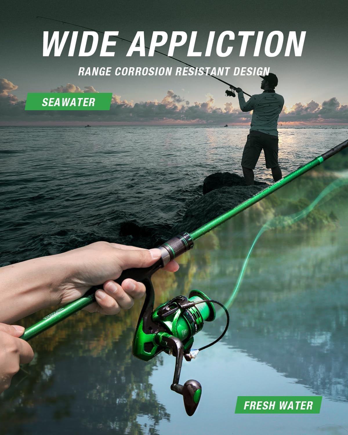 Ghosthorn Fishing Rod and Reel Combo Graphite Telescoping Fishing Pole Collapsible Portable Travel Kit with Carrier Bag for Freshwater Fishing Gift for Men Women