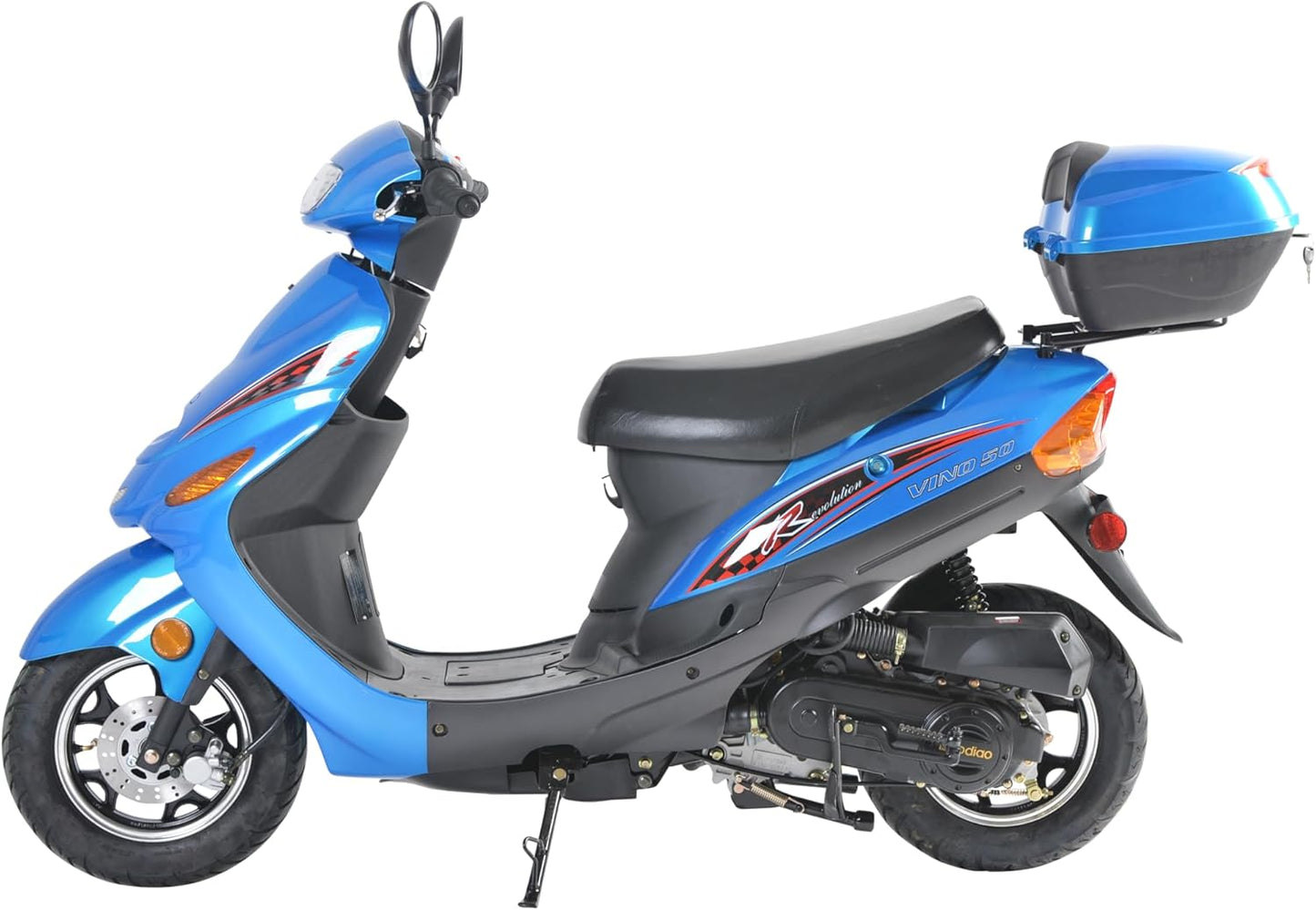 HHH 49cc/50cc Scooter Gas Street Scooter Moped for Youth and Adult with Rear Storage Trunk (Black)