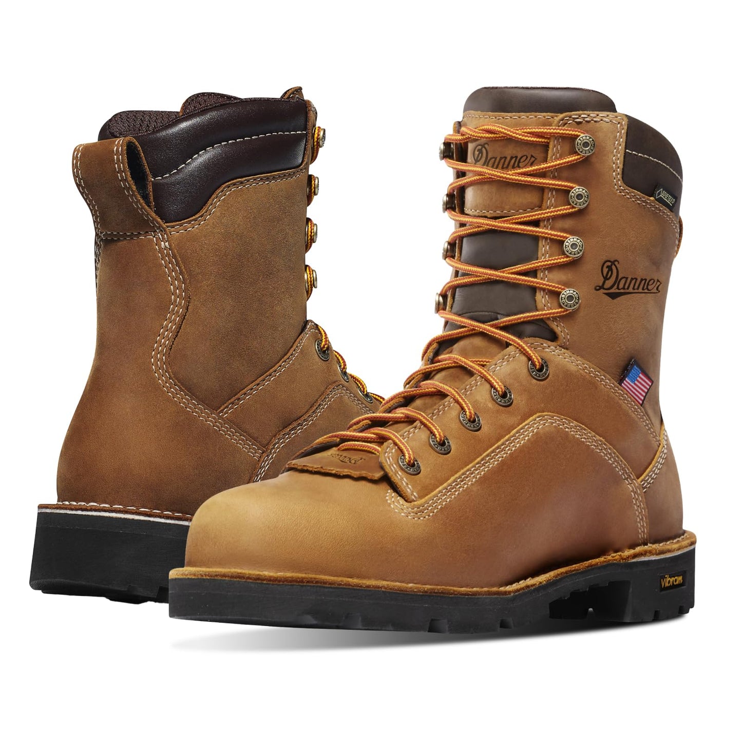 Danner 8” Quarry USA Waterproof Work Boots for Men - Full-Grain Leather with Gore-Tex, 3-Density Cushion Footbed & Traction Heel Outsole, EH Resistant