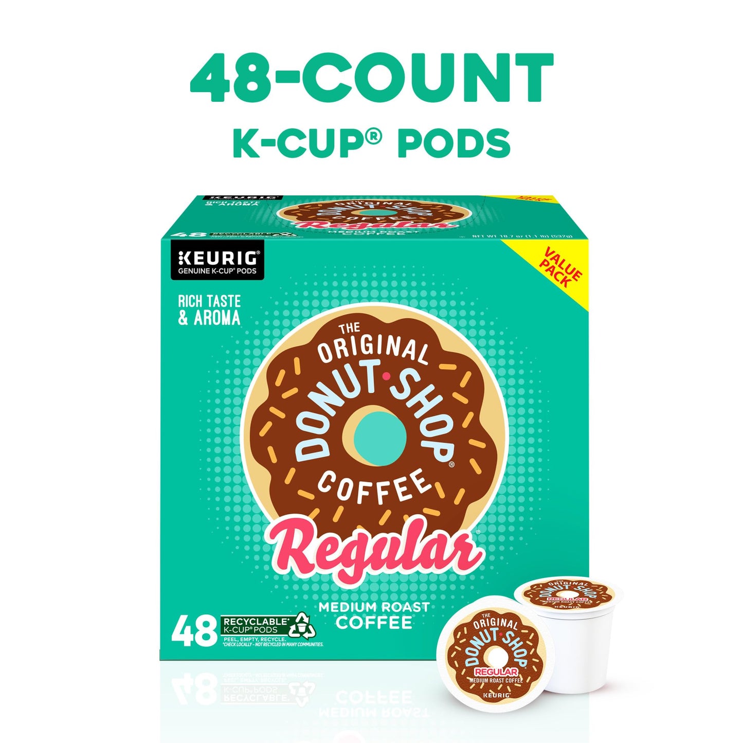 The Original Donut Shop Regular Keurig Single-Serve K-Cup Pods, Medium Roast Coffee, 96 Count