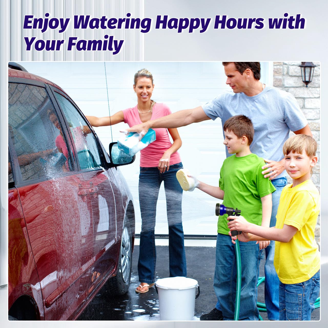 AUTOMAN-Garden-Hose-Nozzle, ABS Water Spray Nozzle with 7 Adjustable Watering Patterns, Slip Resistant for Watering Plants, Lawn& Garden, Washing Cars, Cleaning, Showering Pets & Outdoor Fun.