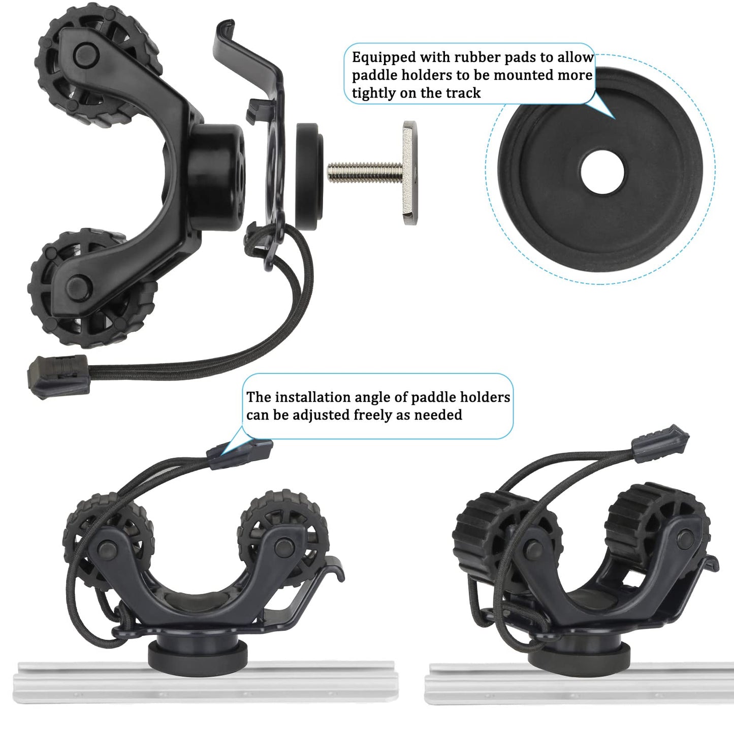 Kayak Paddle Holder, Kayak Accessories for Fishing, Dual Head Kayak Track Mount Accessories, Offset Paddle Holder for Kayaking, Kayak Rail Accessories
