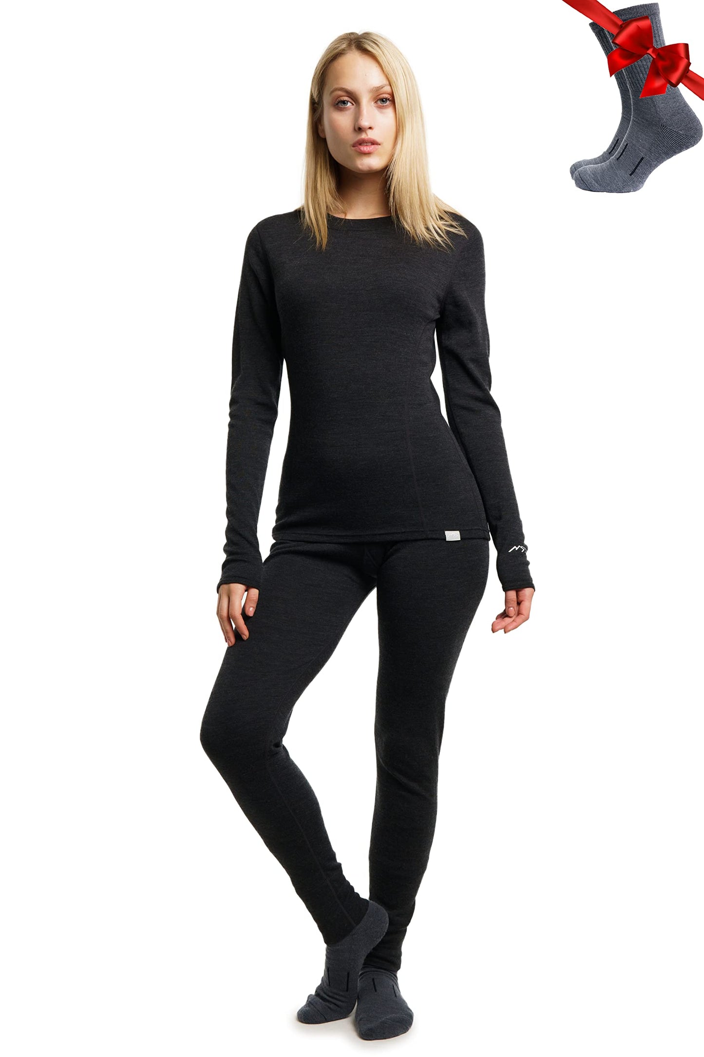 Merino.tech Merino Wool Base Layer Women Set - Heavyweight, Lite, Midweight Merino Thermal Underwear For Women Top, Bottom