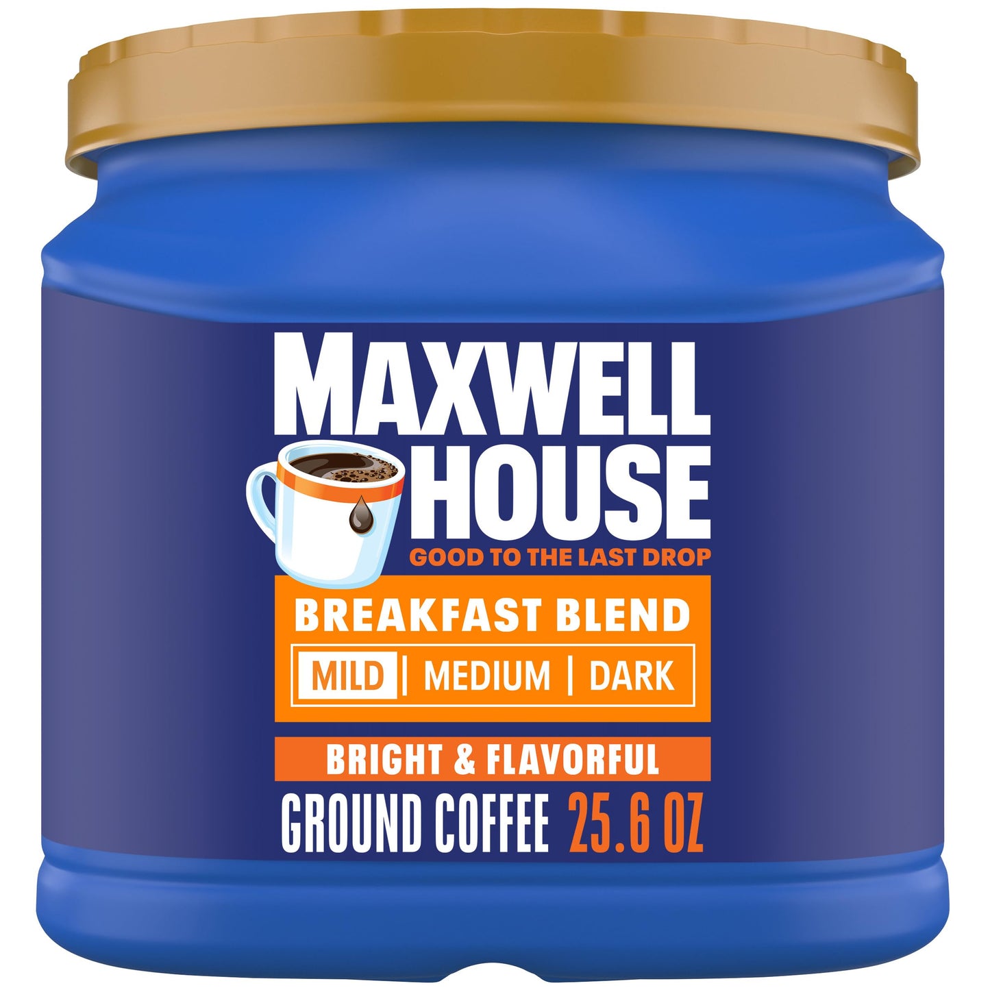 Maxwell House Breakfast Blend Mild Roast Ground Coffee, 38.8 oz Canister