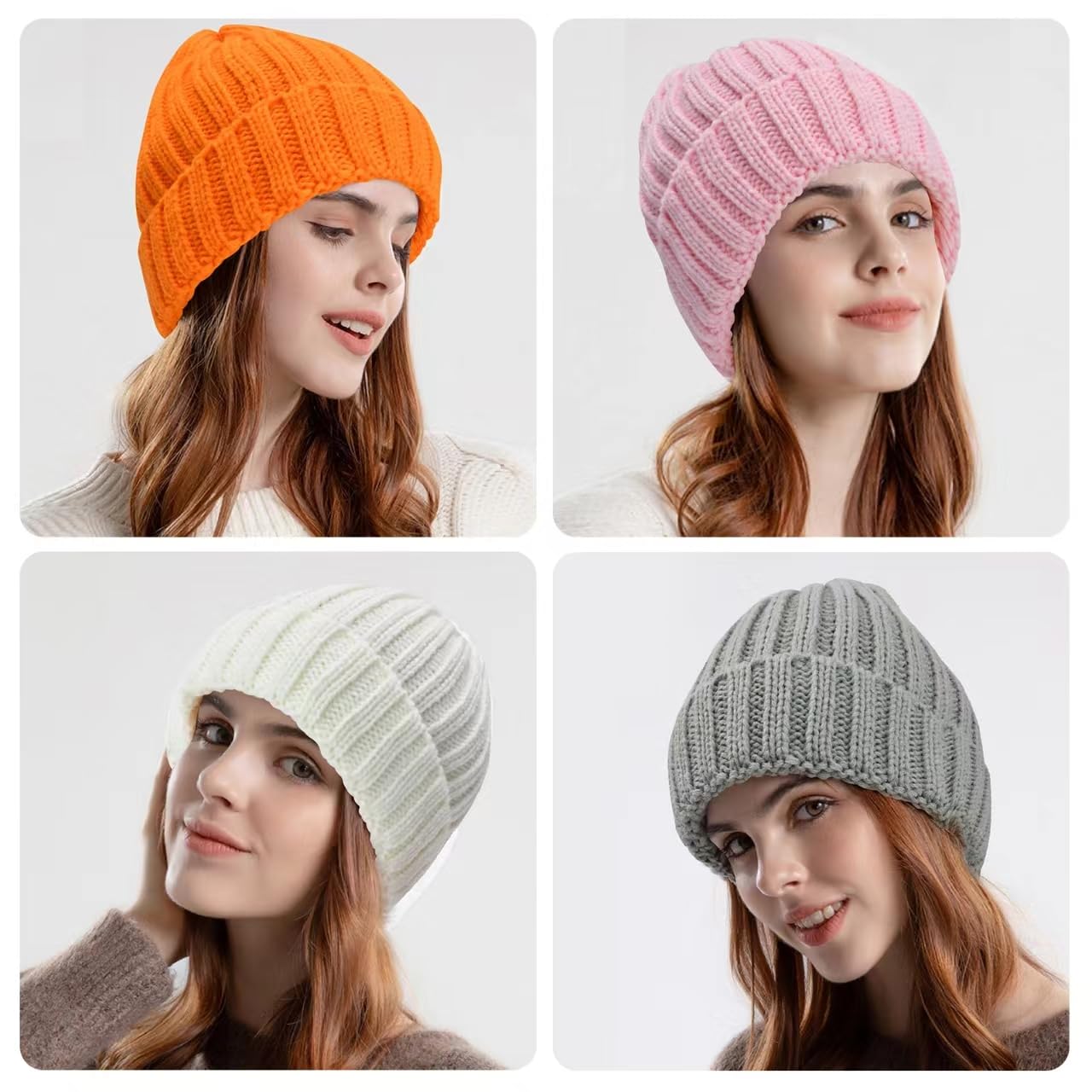Rosoz Winter Hats for Women Warm Thick Soft Stretch Cable Knit Beanie Skully Cap for Cold Weather