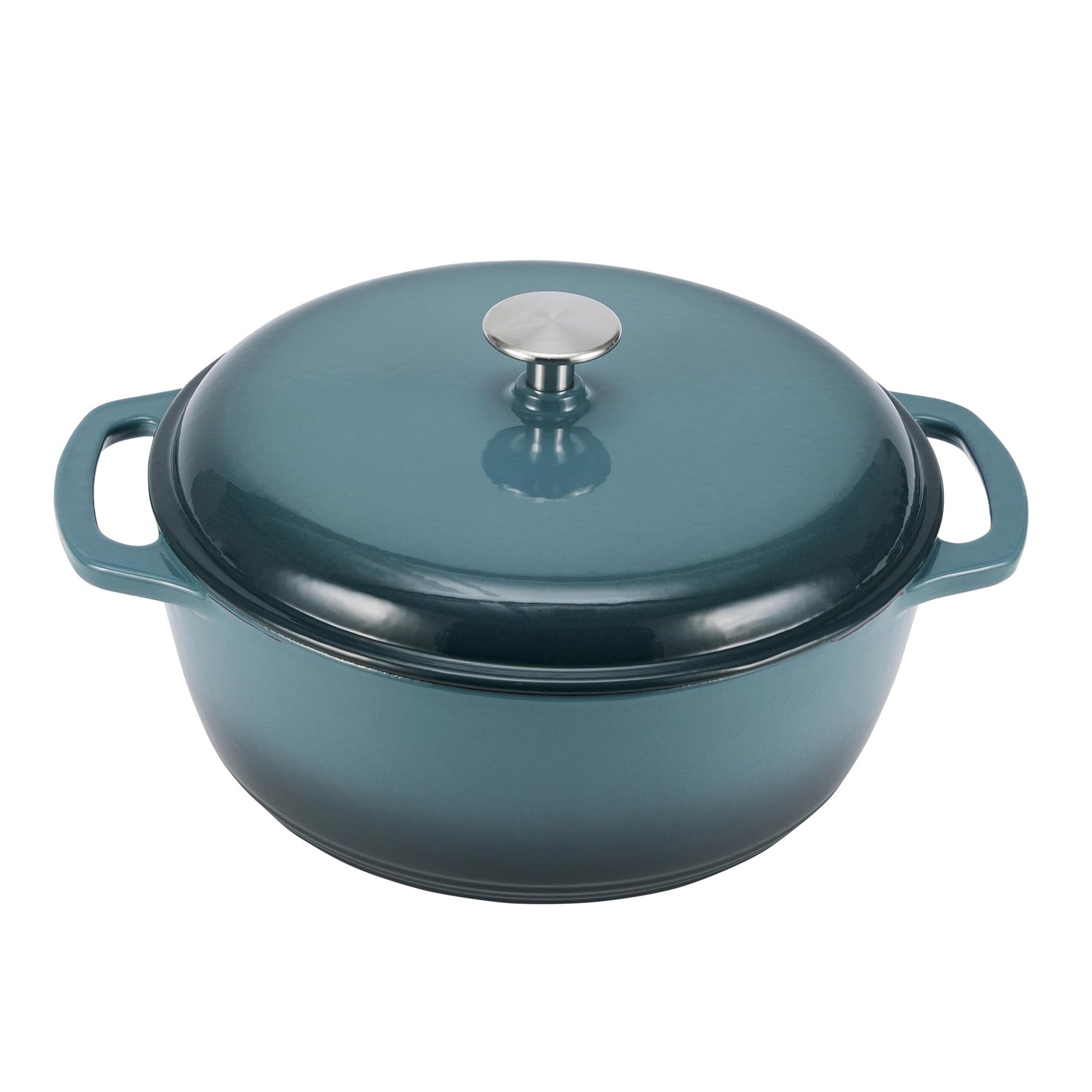 Amazon Basics Enameled Cast Iron Dutch Oven Pot with Lid, Oven Safe, Heavy-Duty, Dual Handles for Braising, Stews, Roasting, Round, 6-Quart, Gray