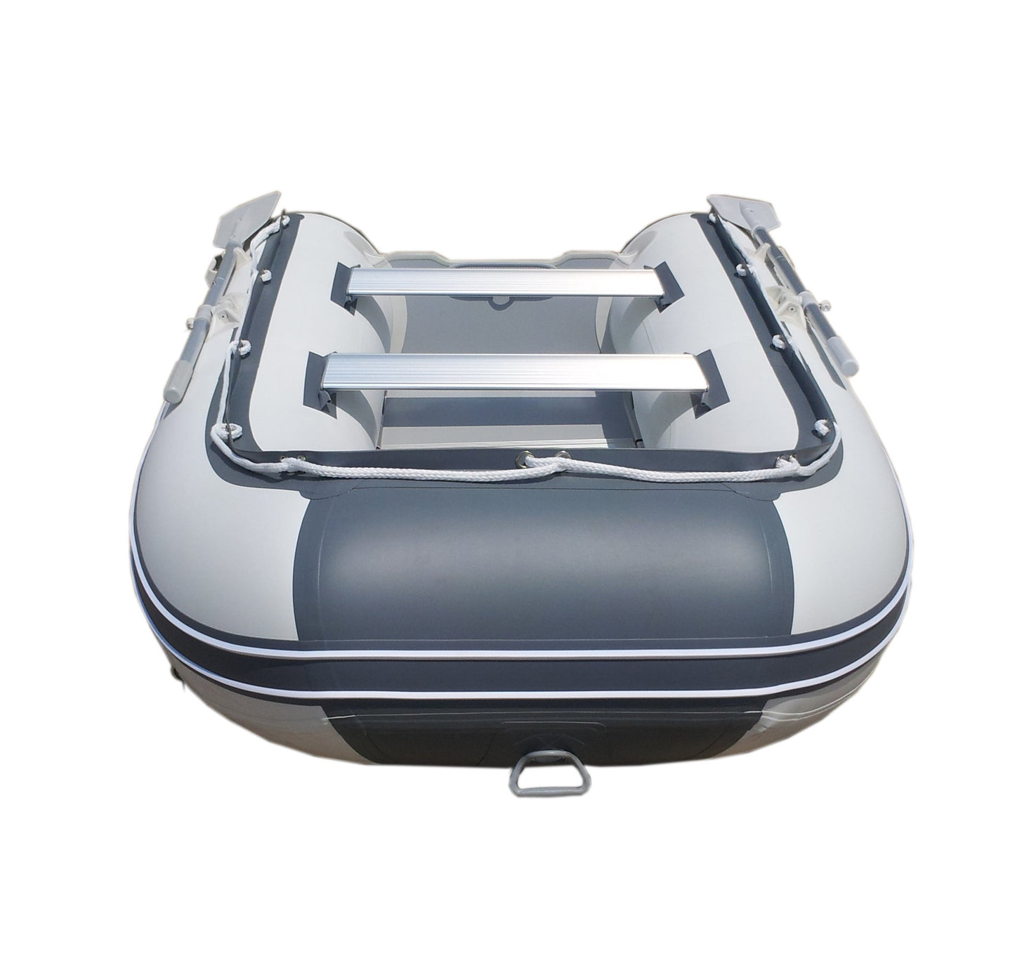 10ft 6in Newport Model Inflatable Dinghy Boat Transom Sport Tender - 5 Person - 15HP USCG Rated, White/Gray