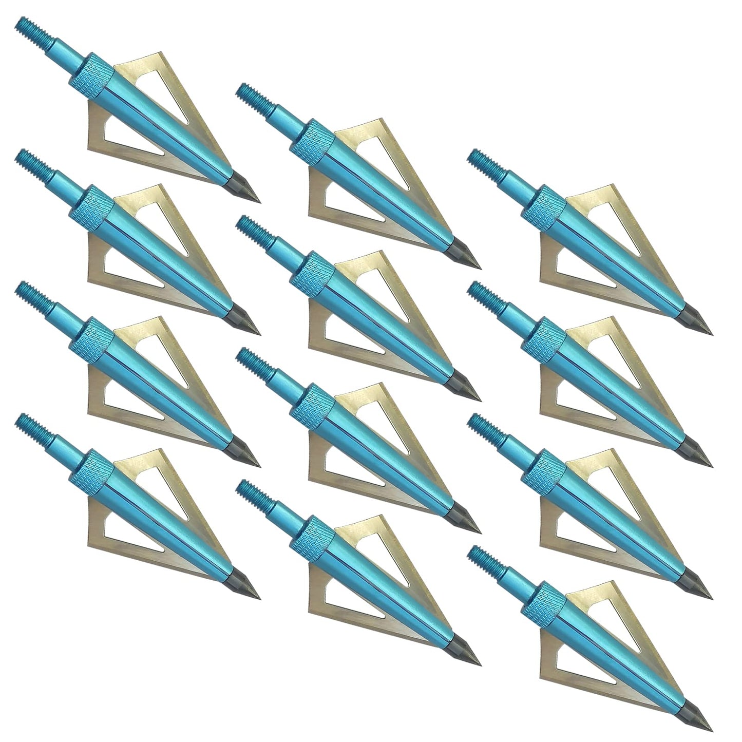 12pcs Archery Broadheads 3 Fixed Steel Blade 125 Grain Hunting Arrowheads Fit for Compound Bow and Crossbow with One Black Plastic Portable Broadheads Case