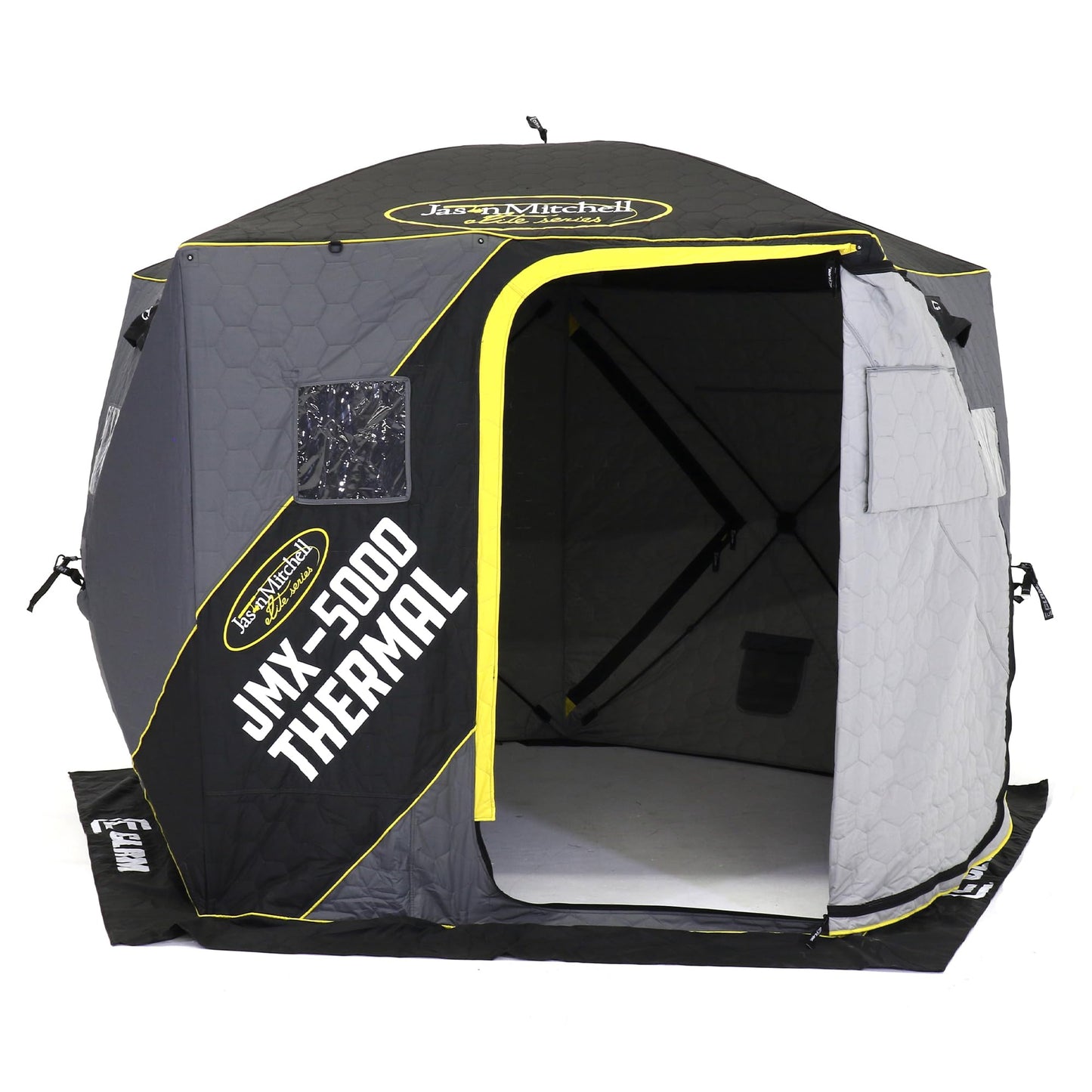 CLAM Portable Fishing Angler Thermal Hub Shelter Tent with Anchor Straps, Carrying Bag