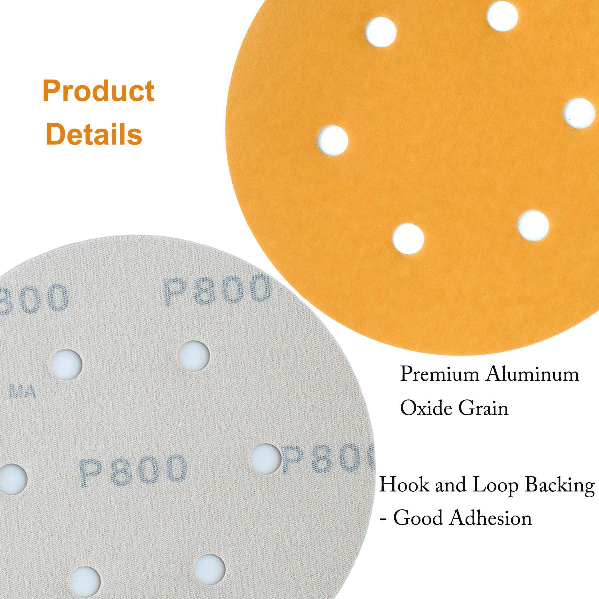 6-Inch 6-Hole Hook and Loop Sanding Discs 600-Grit, Random Orbital Sandpaper for Automotive and Woodworking, 100-Pack