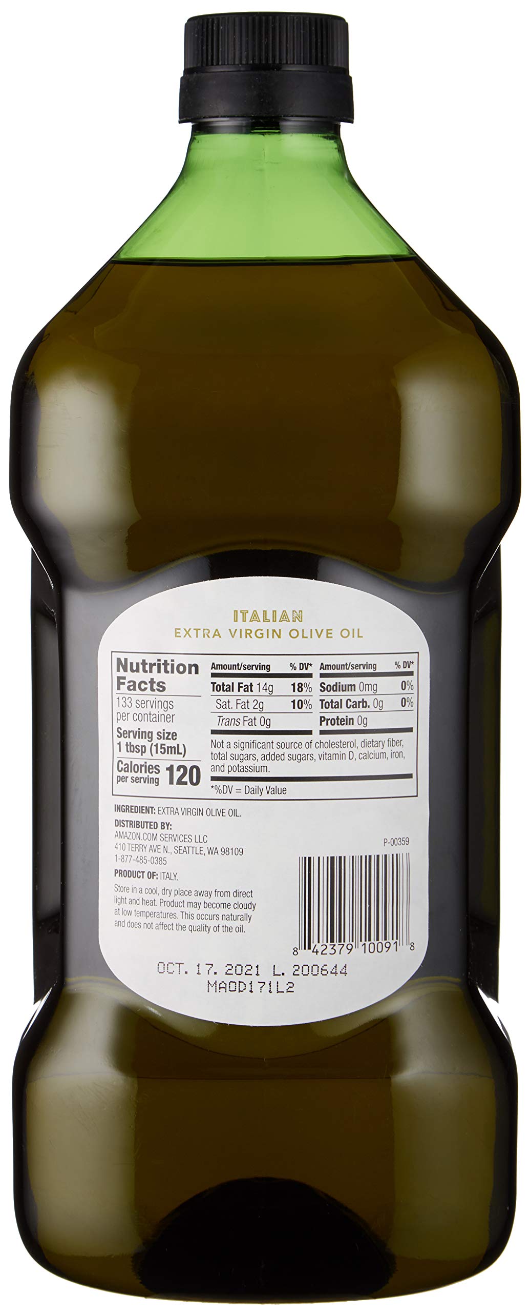 Amazon Fresh, Mediterranean Blend Extra Virgin Olive Oil, 3.6 Fl Oz (2L)