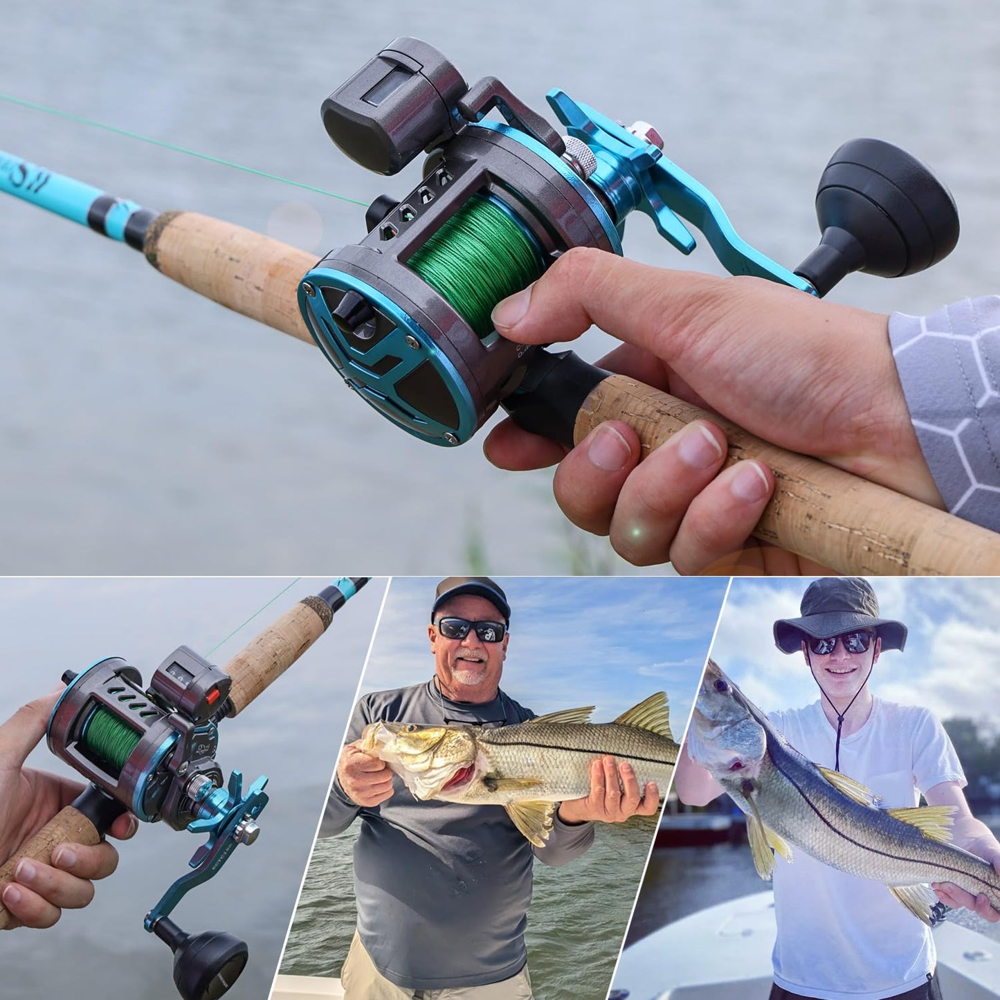 Baitcasting Fishing Reel, Smooth Powerful Round Baitcaster Reel, Saltwater Inshore Surf Trolling Reel, Conventional Reel for Catfish, Musky, Bass, Pike