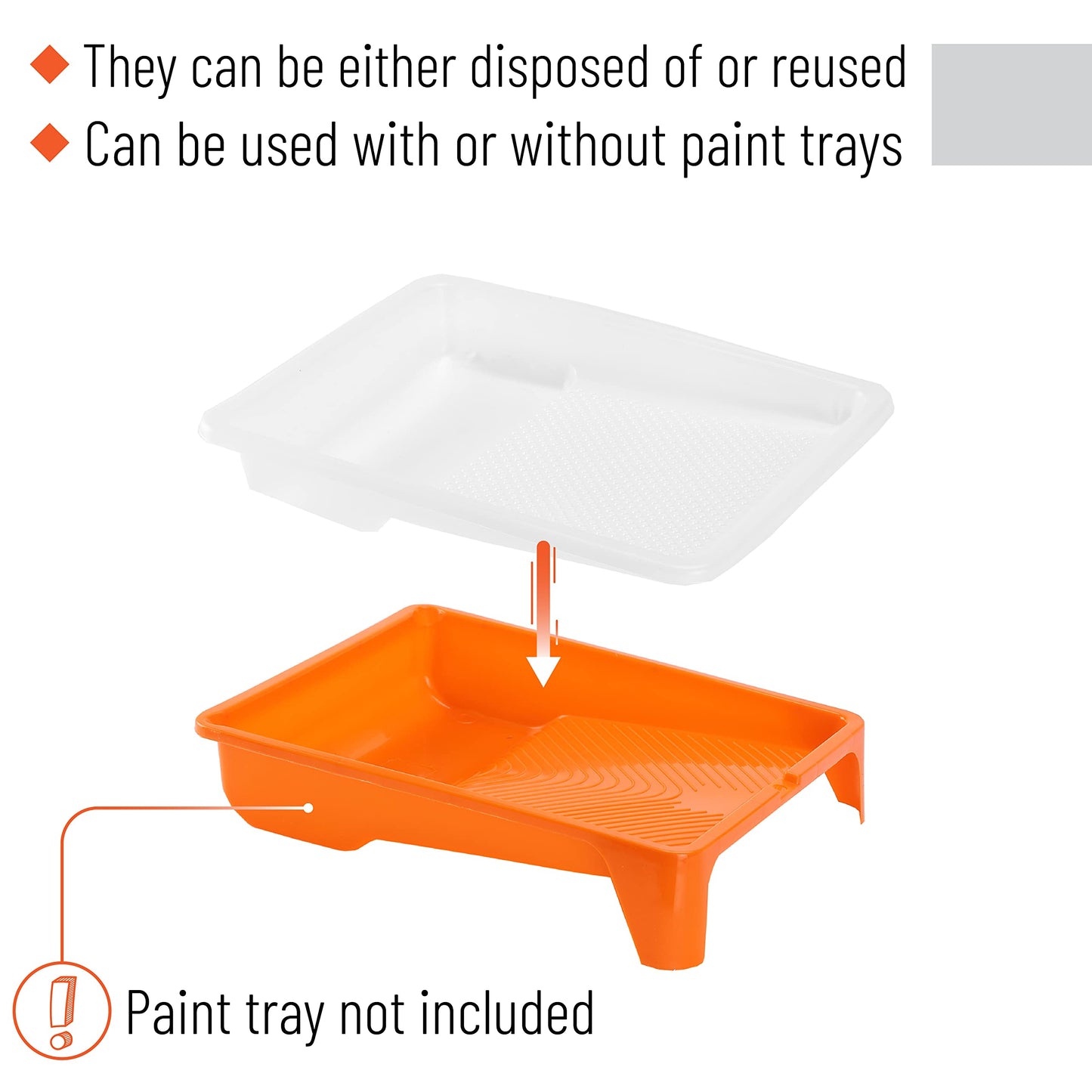 Bates- Paint Tray Liner, 9 Inch, 10 Pack, Paint Roller Tray, Disposable Plastic Paint Trays, Paint Pans Trays, Paint Supplies for House Painting, Roller Tray