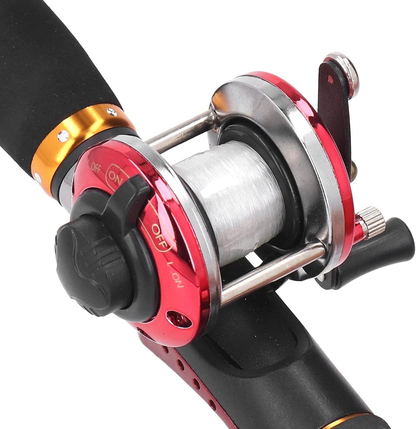 PerGar Ice Fishing Rod Reel Combo, Carbon Fiber Rod, 56cm, Ice Casting, Adult, Fish, 9.1oz, 8lb Monofilament Line, Medium Power, Includes Rod Handle, Reel, Hook Storage Box, Spoon, 10 Hooks