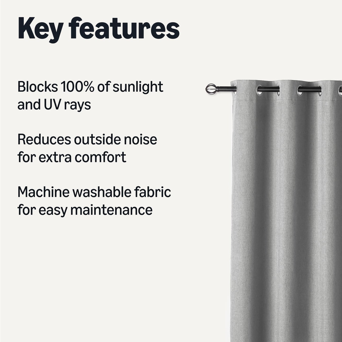Amazon Basics 100% Blackout Curtains with Grommets, 2 Panels, 52 x 84 Inches, Dark Gray