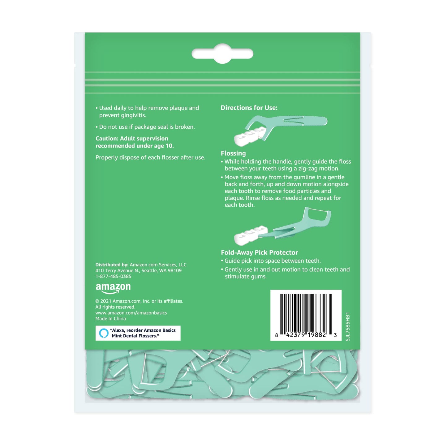 Amazon Basics Mint Dental Flossers, Shred Resistant, Slides Easily Between Teeth, with Fold-Away Pick, 90 Count, 1-Pack (Previously Solimo)