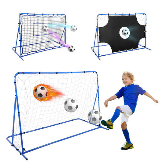 FAHKNS Three Modes of Soccer Goal(6x4ft), Target Net and Rebound Net, Precision Training, Tear-Resistant, Corner Kick Training, Suitable for Children and Teenagers Control