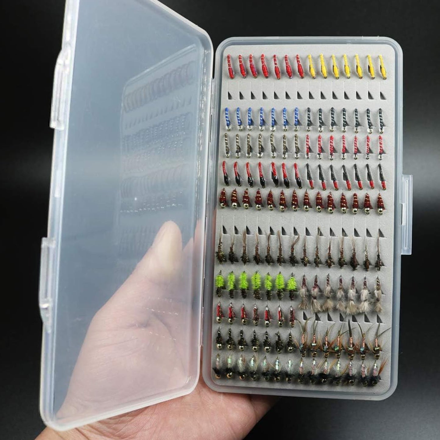 133pcs/Set Ultra-Thin Portable Nymph Scud Midge Flies Kit Assortment with Box Trout Fishing Fly Lures