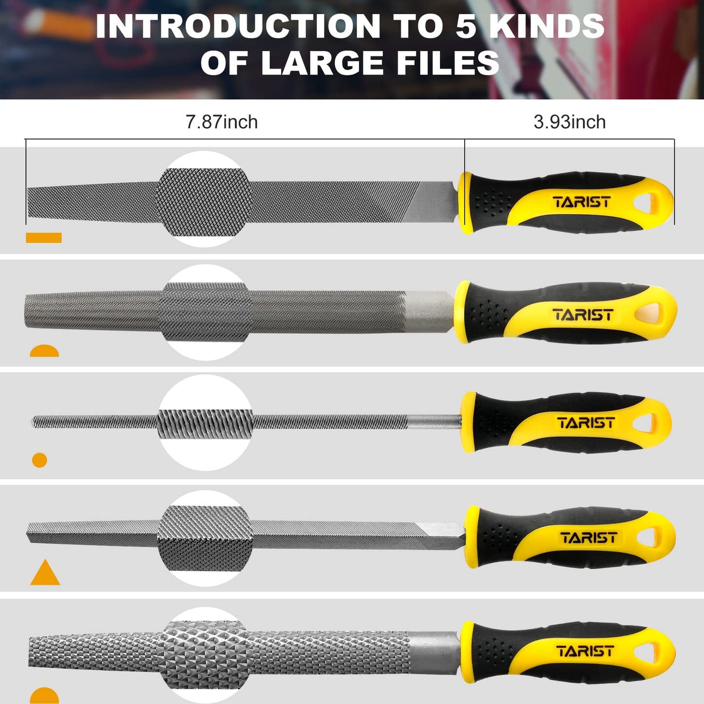 3-Piece 8" Wood Rasp File Set, Includes Flat/Half-Round/Round. For Woodworking & Sharping Wood