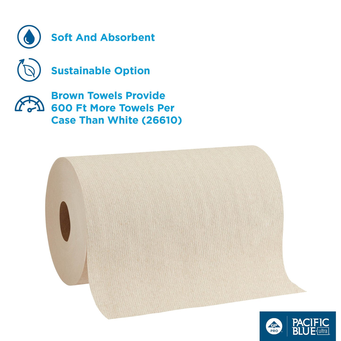 Pacific Blue Ultra 8” High-Capacity Recycled Paper Towel Roll by GP PRO (Georgia-Pacific), White, 26490, 1150 Feet Per Roll, 6 Rolls Per Case