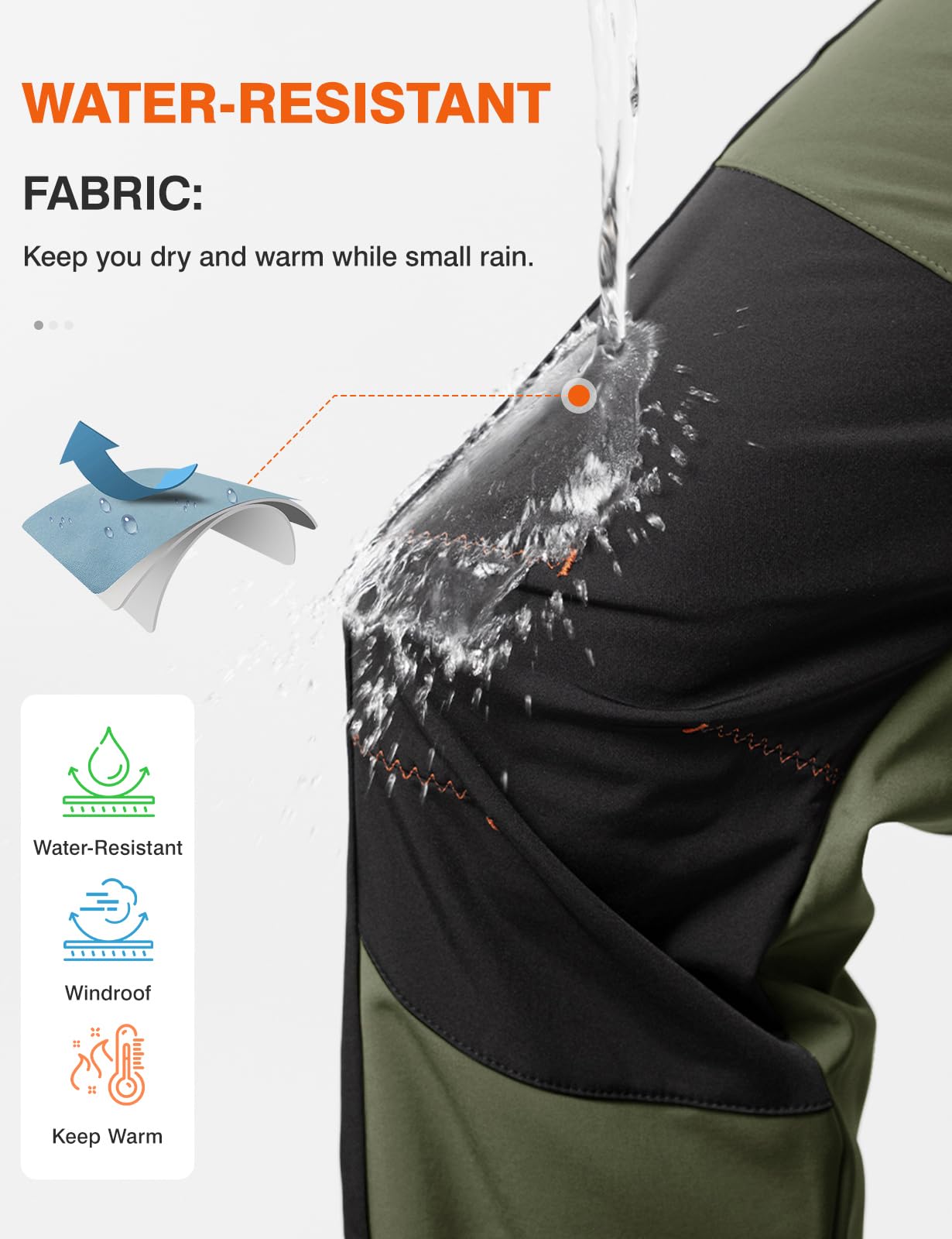 TBMPOY Men's Snow Ski Hiking Pants Waterproof Winter Fleece Lined Pants Camping Skiing Ice Fishing Pants with Belt 02 Thick Green L