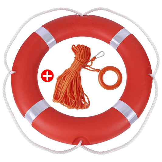 28 inch/23 inch Boat Safety Throw Ring with Water Floating Lifesaving Rope 98.4FT Set, 2.5/1.5 KG International Standard Throw Ring, Outdoor Professional Throwing Ring Rope Rescue Lifeguard Lifesaving