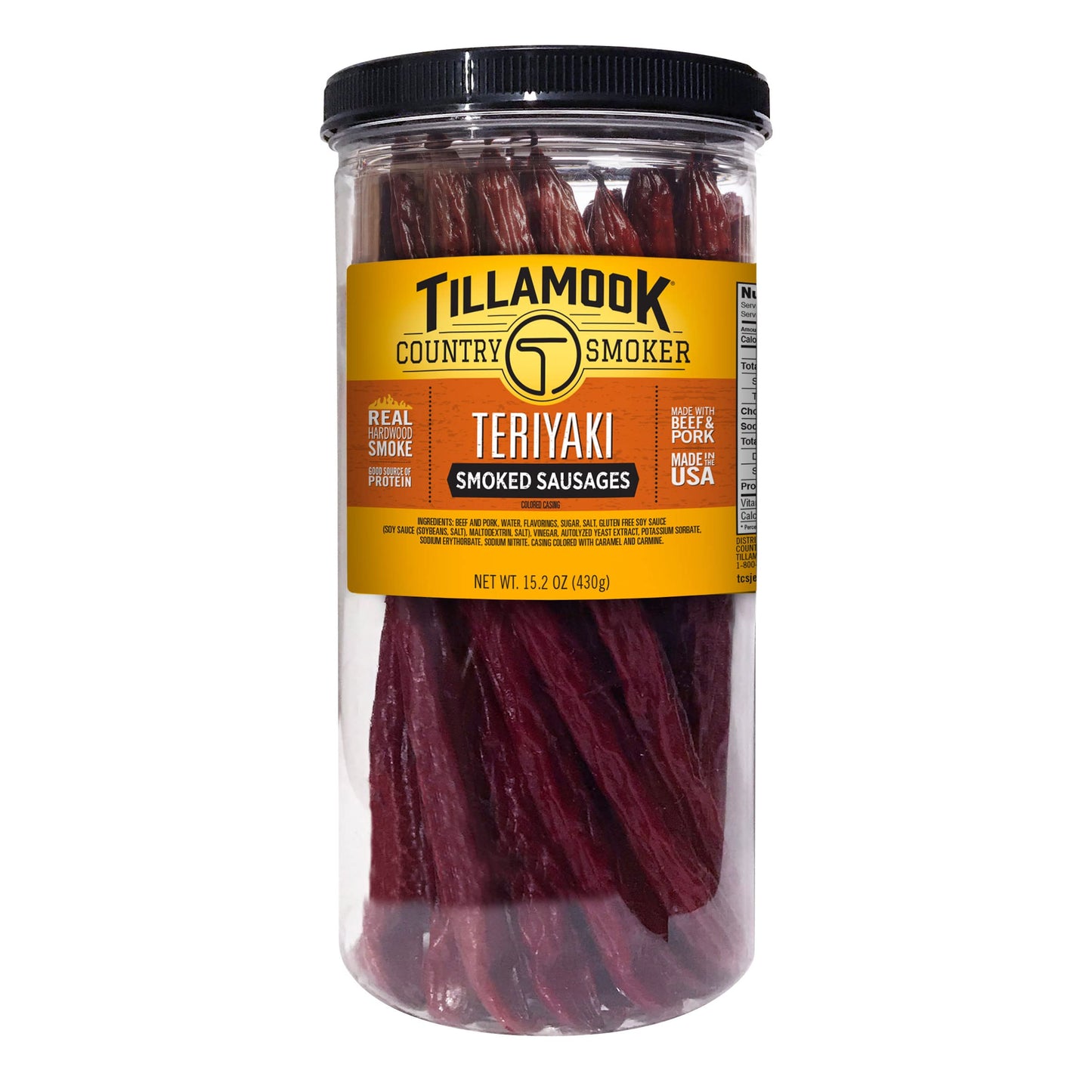Tillamook Country Smoker Real Hardwood Smoked Sausages, Pepper, 15.2 Ounce Tall Jar, 20 Count