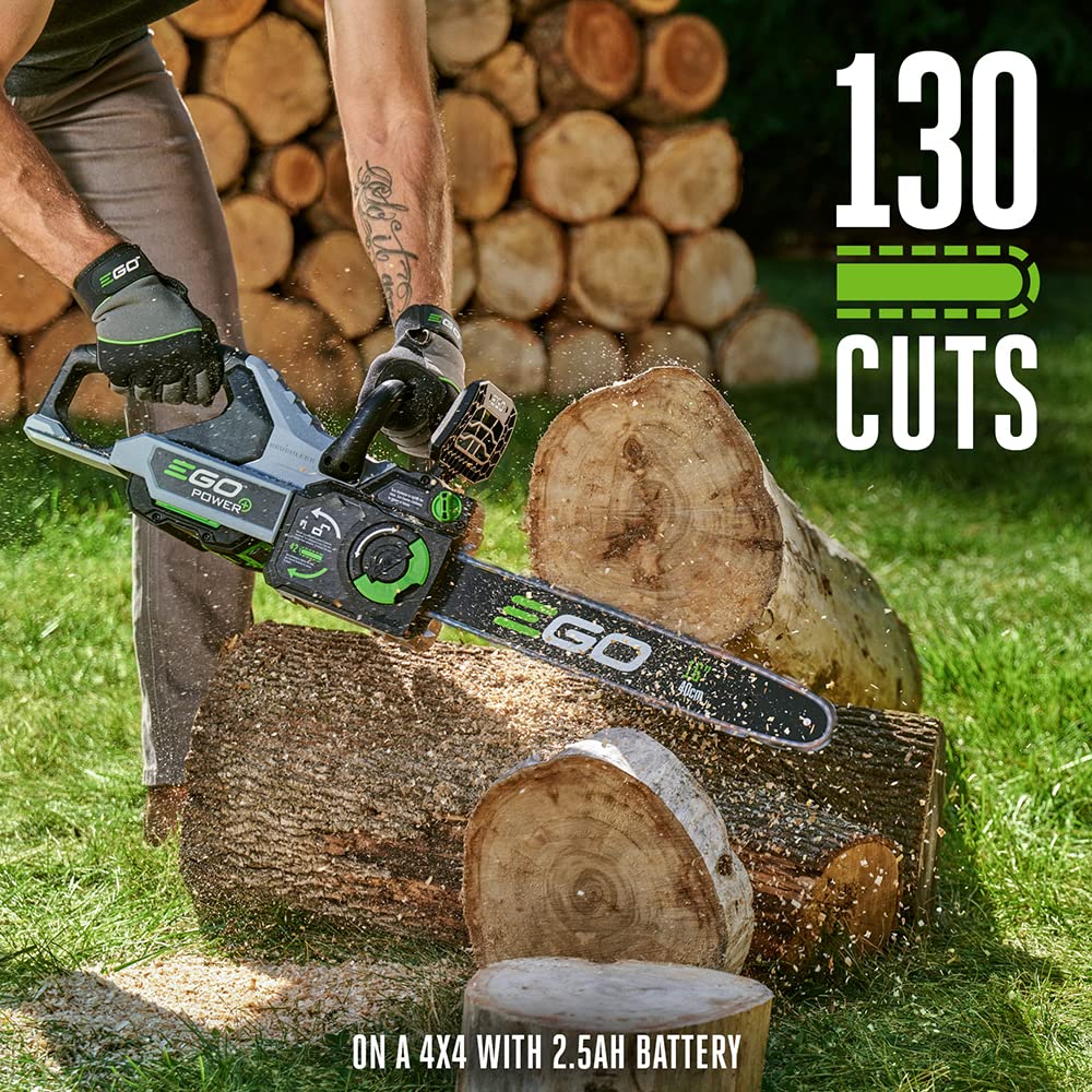 EGO POWER+ Chain Saw, 16” Battery Powered Chainsaw, Electric Cordless, Includes 56V 2.5Ah Battery and Charger – CS1611