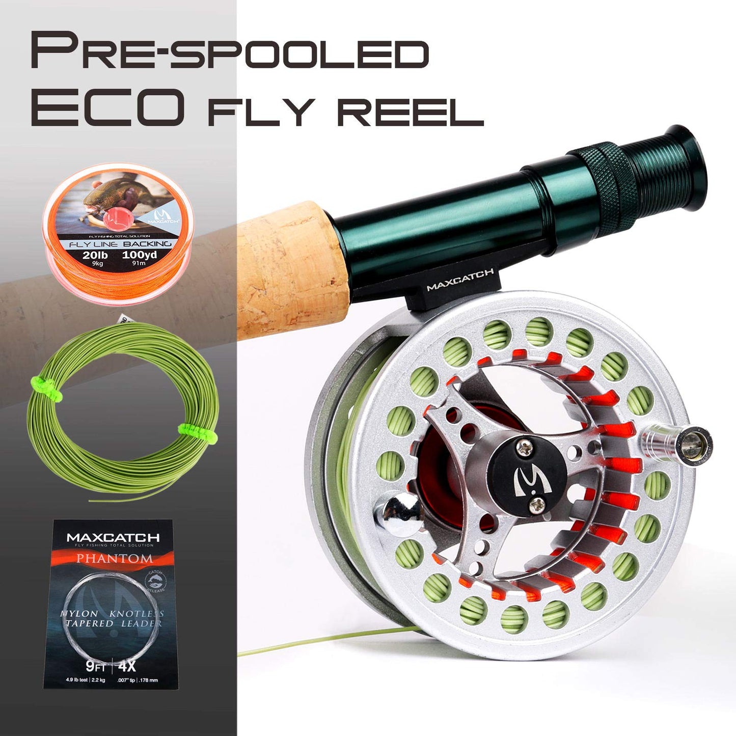 M MAXIMUMCATCH Maxcatch ECO Large Arbor Fly Fishing Reel (3/4wt 5/6wt 7/8wt) and Pre-Loaded Fly Reel with Line Combo