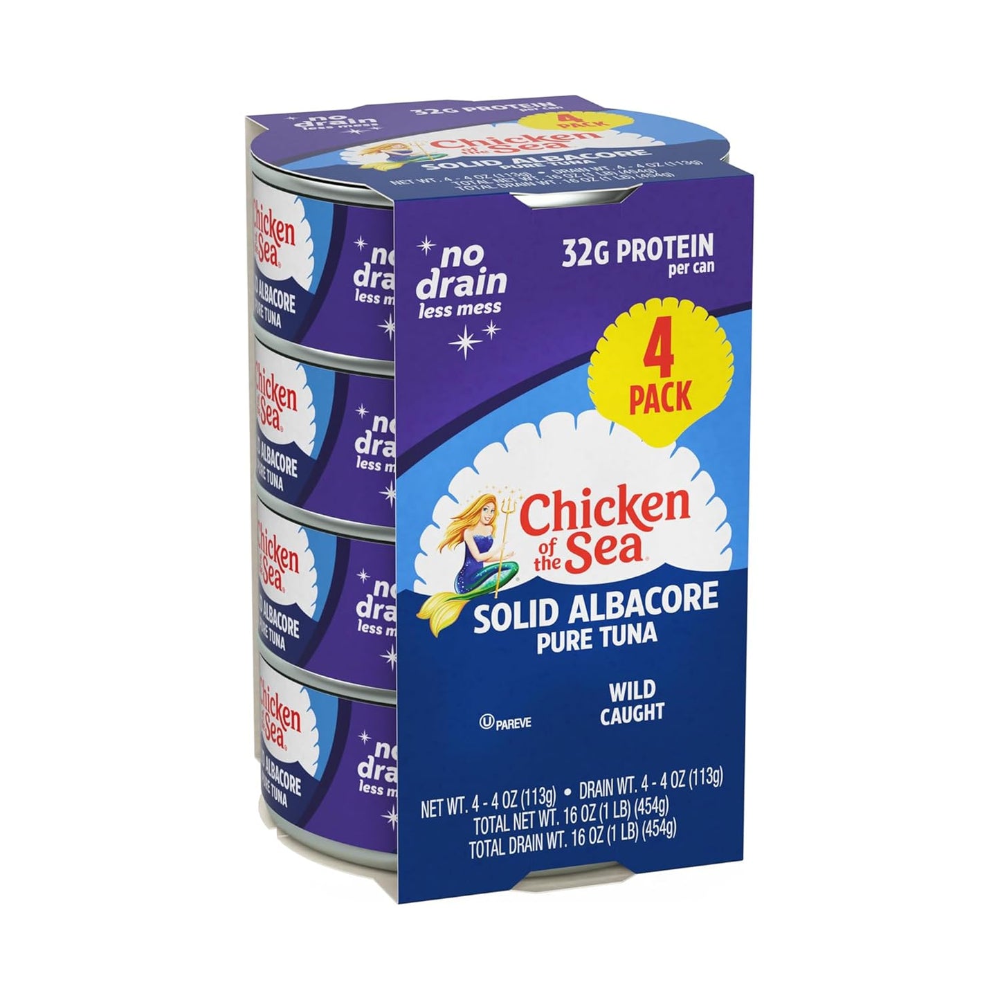 Chicken of the Sea Chunk White Albacore Tuna in Water, Wild Caught Canned Tuna, 12 oz. Can (Pack of 12)