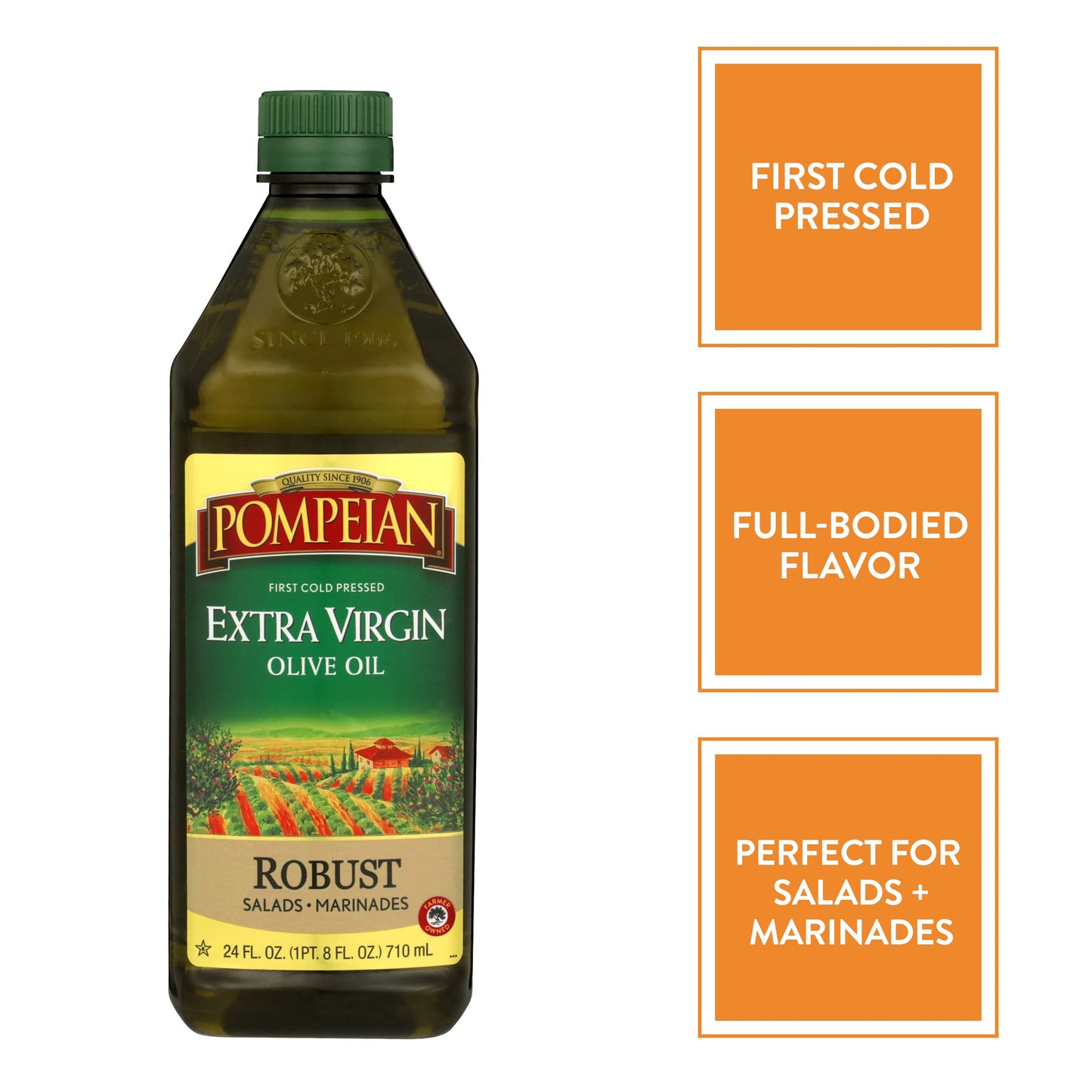 Pompeian Robust Extra Virgin Olive Oil, Contains Polyphenols, First Cold Pressed, 68 Fl Oz