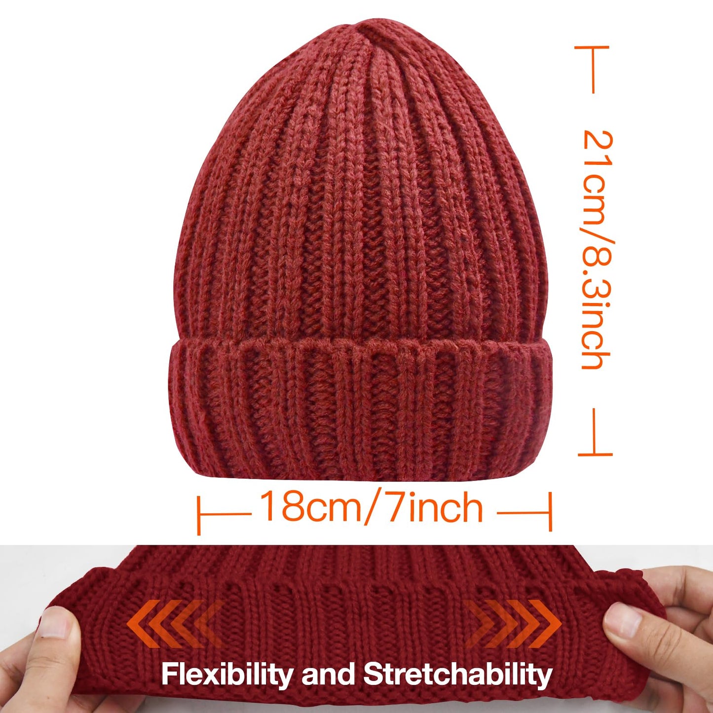 Rosoz Winter Hats for Women Warm Thick Soft Stretch Cable Knit Beanie Skully Cap for Cold Weather