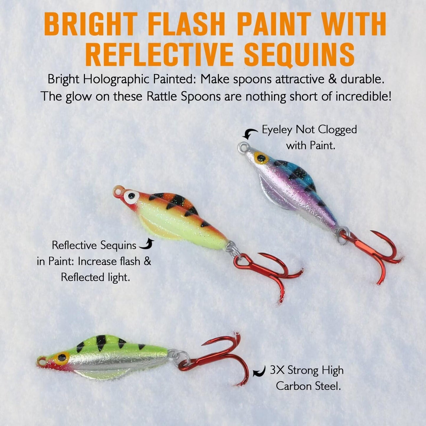 Dovesun Ice Fishing Jigs Ice Fishing Lures Kit Rattling Glow Ice Fishing Spoons for Bass Crappie Panfish Mens Fishing Gifts 15PCS/4PCS/3PCS