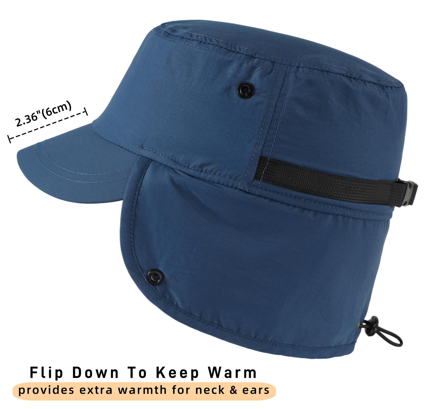 Connectyle Men's Winter Hat with Visor Warm Earflaps Hat Fully Lined Faux Fur Baseball Cap Trapper Hunting Hats