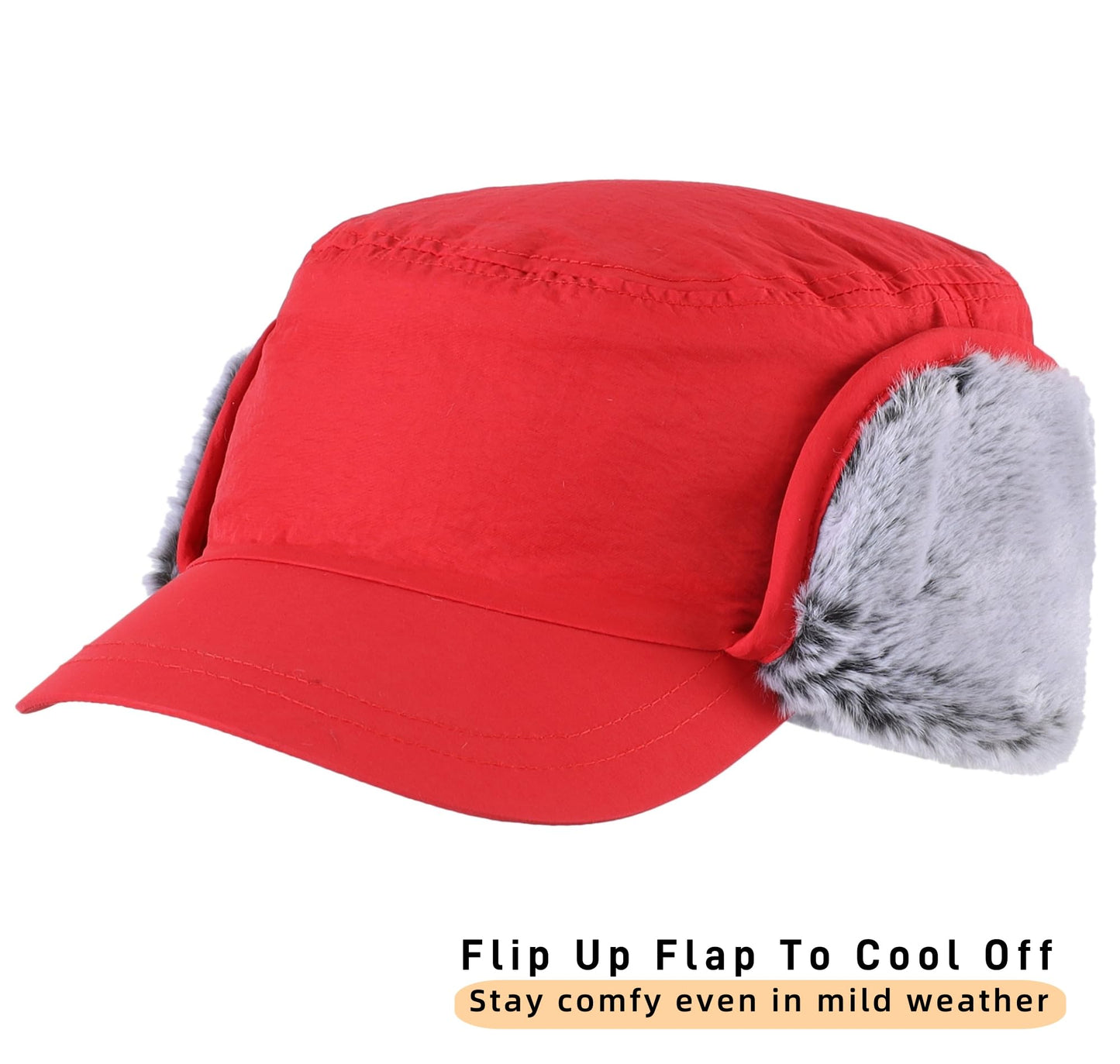 Connectyle Men's Winter Hat with Visor Warm Earflaps Hat Fully Lined Faux Fur Baseball Cap Trapper Hunting Hats