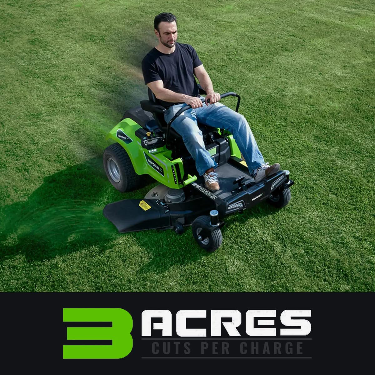 NovorikX 54V 42'' Cordless Electric Riding Lawn Mower, Zero Turn Lawn Mower with 4 * 10AH Batteries and Plug in Charger for Large Yard