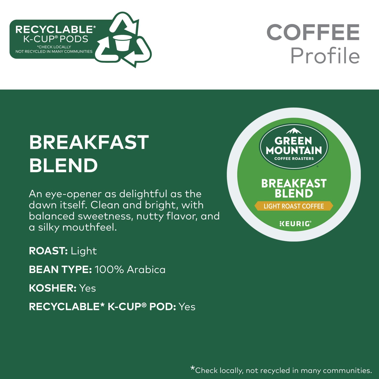 Green Mountain Coffee Roasters Breakfast Blend Single-Serve Keurig K-Cup Pods, Light Roast Coffee, 96 Count