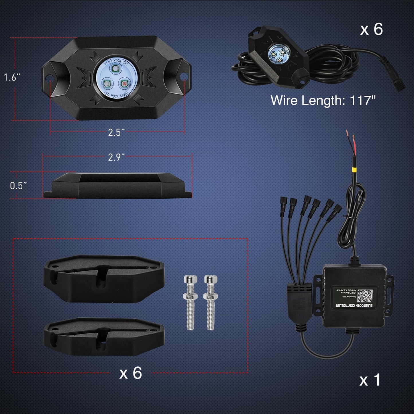Nilight RGB LED Rock Lights Kit, 4 pods Underglow Multicolor Neon Light Pod with Bluetooth App Control Flashing Music Mode Wheel Well Light for Truck ATV UTV RZR SUV